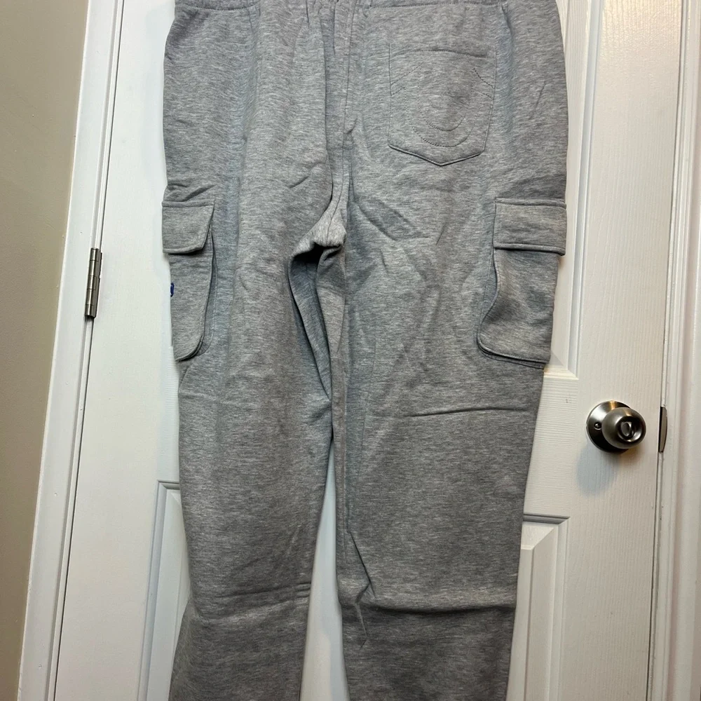 NWT True Religion Gray Joggers with Blue Logo